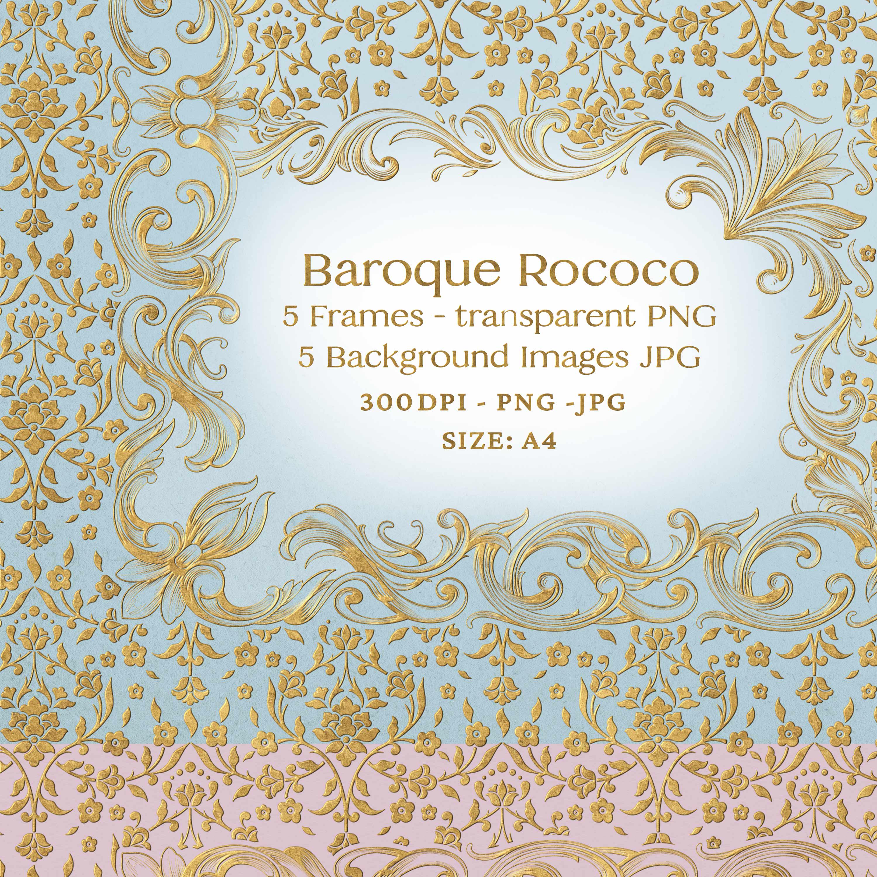 Gold Rococo Frames PNG: A4 Vintage Clipart (digital Download) - Etsy