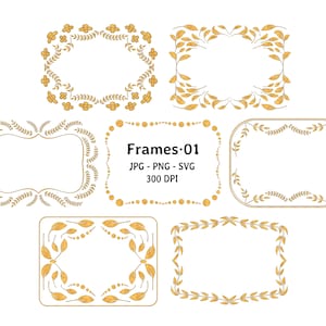 Elegant 8.5x11 Frame Bundle: Certificate & Invitation Borders (PNG, SVG, JPG) Commercial Use