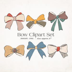 Ensemble de 6 cliparts dessinés à la main d'inspiration vintage en PNG, Scrapbooking numérique rustique, éléments d'artisanat bricolage, couleurs neutres, usage Commercial C1