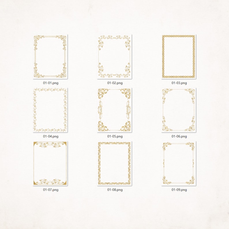 Elegant Gold Frames Clipart Ornamental Frames PNG Wedding Graphics