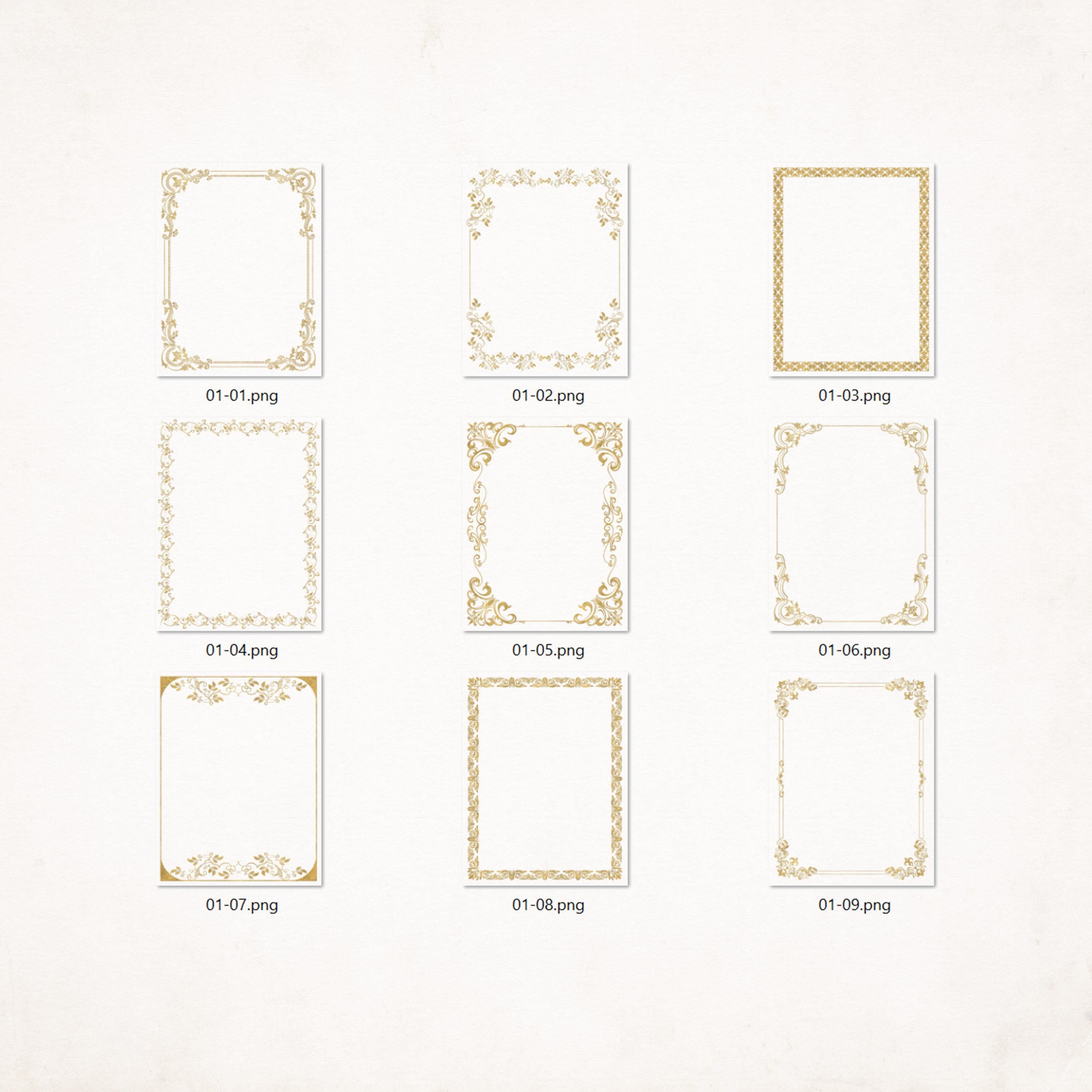 Elegant Gold Frames Clipart Ornamental Frames PNG Wedding Graphics ...