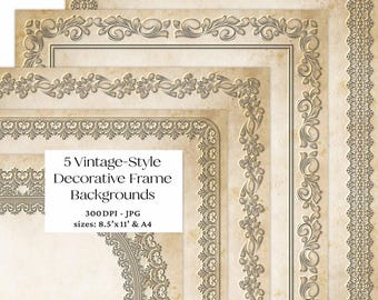Vintage Frame Backgrounds: Ornate Certificate & Invitation Borders (Digital Download)