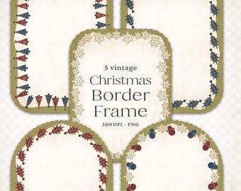 Vintage Christmas Frame PNG: Festive Holiday Invitation Border (Digital Download)