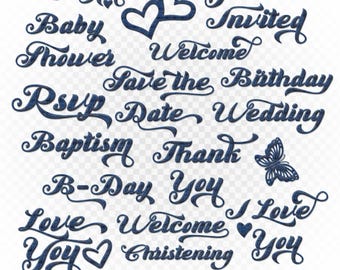 Denim Word Art Clipart: Invitation Phrases PNGs (Digital Download)