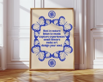 Design Your Soul Wall Art Print, Positive Peace Affirmations, Aesthetic Typography Print, Vintage Poster, Good Vibes Print, UNFRAMED