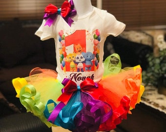Word party tutu set, word party birthday outfit, word party dress, first birthday girl Tutu set/ rainbow tutu set
