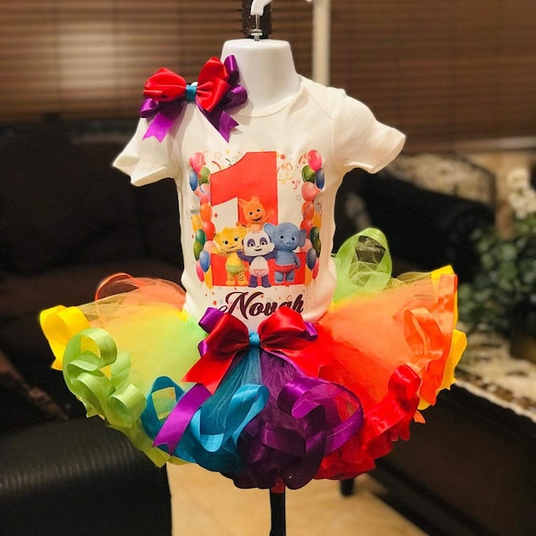 Word party tutu set, word party birthday outfit, word party dress, first birthday girl Tutu set/ rainbow tutu set