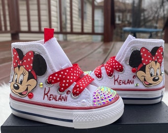 Minnie Mouse bling shoes, Minnie Mouse red  Sneakers shoes, Minnie Mouse rhinestones shoes, for tutu set, for birthday outfit, Minnie Mouse