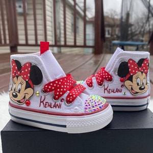 Minnie Mouse bling shoes, Minnie Mouse red  Sneakers shoes, Minnie Mouse rhinestones shoes, for tutu set, for birthday outfit, Minnie Mouse