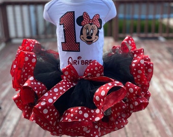 Minnie Mouse Birthday Outfit, 1st Birthday Tutu Set, Minnie