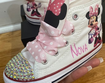 Minnie Mouse bowtique bling  shoes/red Minnie Mouse converse /Minnie Mouse converse shoes/for tutu set/for birthday outfit, Minnie Mouse