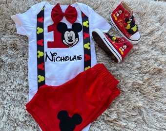 Mickey mouse birthday shirt, Mickey mouse boys set, mickey mouse first birthday outfit and shoes , mickey mouse shirt, mickey outfit, shoes