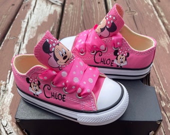 Minnie Mouse low top sneakers shoes, Minnie Mouse first birthday outfit/ Minnie Mouse custom shoes/ Minnie Mouse pink shoes/ 1st birthday