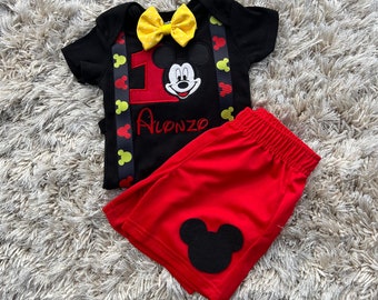 Mickey mouse 1st birthday shirt, Mickey mouse boys set, mickey mouse first birthday outfit, Mickey Mouse birthday