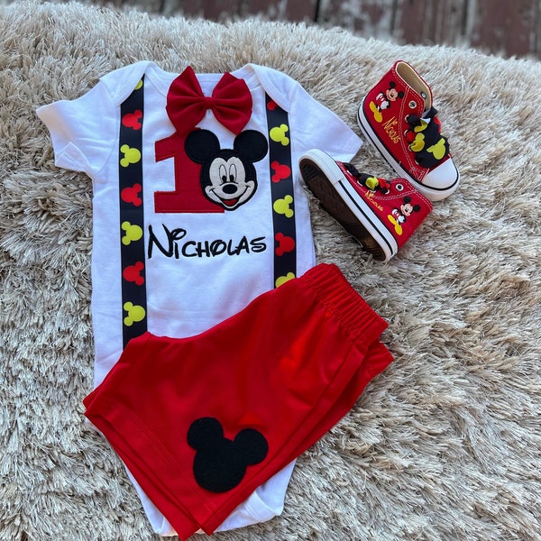 Mickey mouse birthday shirt, Mickey mouse boys set, mickey mouse first birthday outfit and shoes , mickey mouse shirt, mickey outfit, shoes