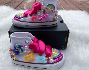 Candyland bling shoes, lollipop bling shoes, candyland outfit, rainbow bling shoes, candy land rhinestone shoes, donut shoes