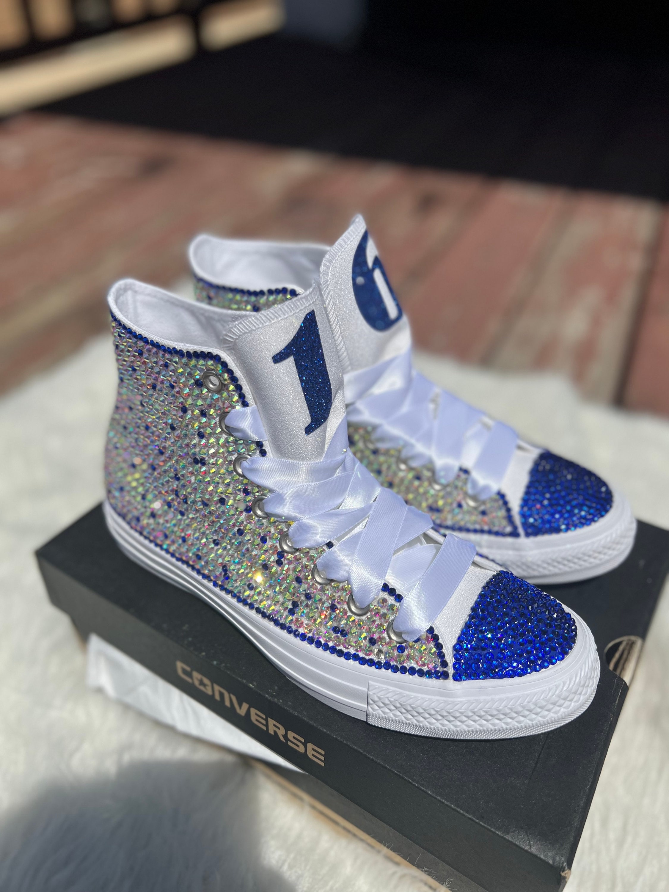 JEKO Women'S Glitter Tennis Sneakers Neon Dressy Sparkly Sneakers  Rhinestone Bling Wedding Bridal Shoes Shiny Sequin Shoes