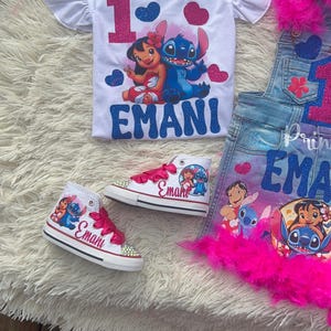 Lilo and Stitch Overalls Dress Denim Birthday Set, Lilo and Stitch ...