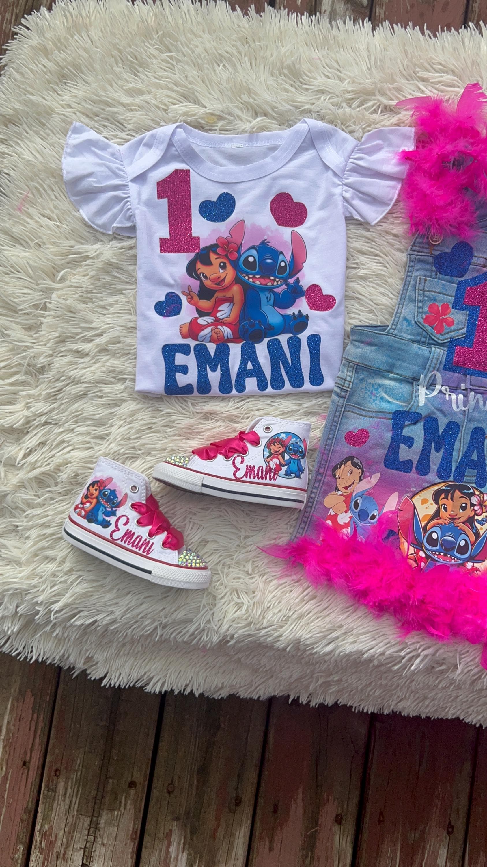 Lilo and Stitch Overalls Dress Denim Birthday Set, Lilo and Stitch ...