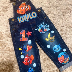 Finding Nemo overalls birthday set, finding Nemo converse shoes, boy birthday outfit, nemo overalls birthday outfit, nemo birthday shirt