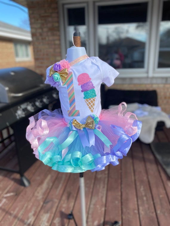 Ice Cream Birthday Outfit Ice Cream Tutu Set Fist Birthday Outfit Ice Cream Cone Pastel Colors Ice Cream Birthday Shirt Etsy