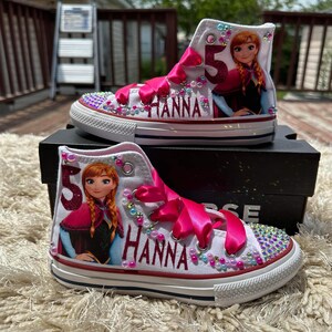 Frozen bling shoes, Princess Ana bling shoes, frozen personalized shoes, anna frozen birthday outfit