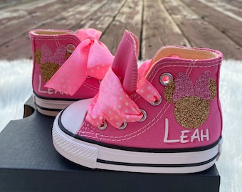 Minnie Mouse Sneakers, Pink and Gold 1st Birthday Shoes