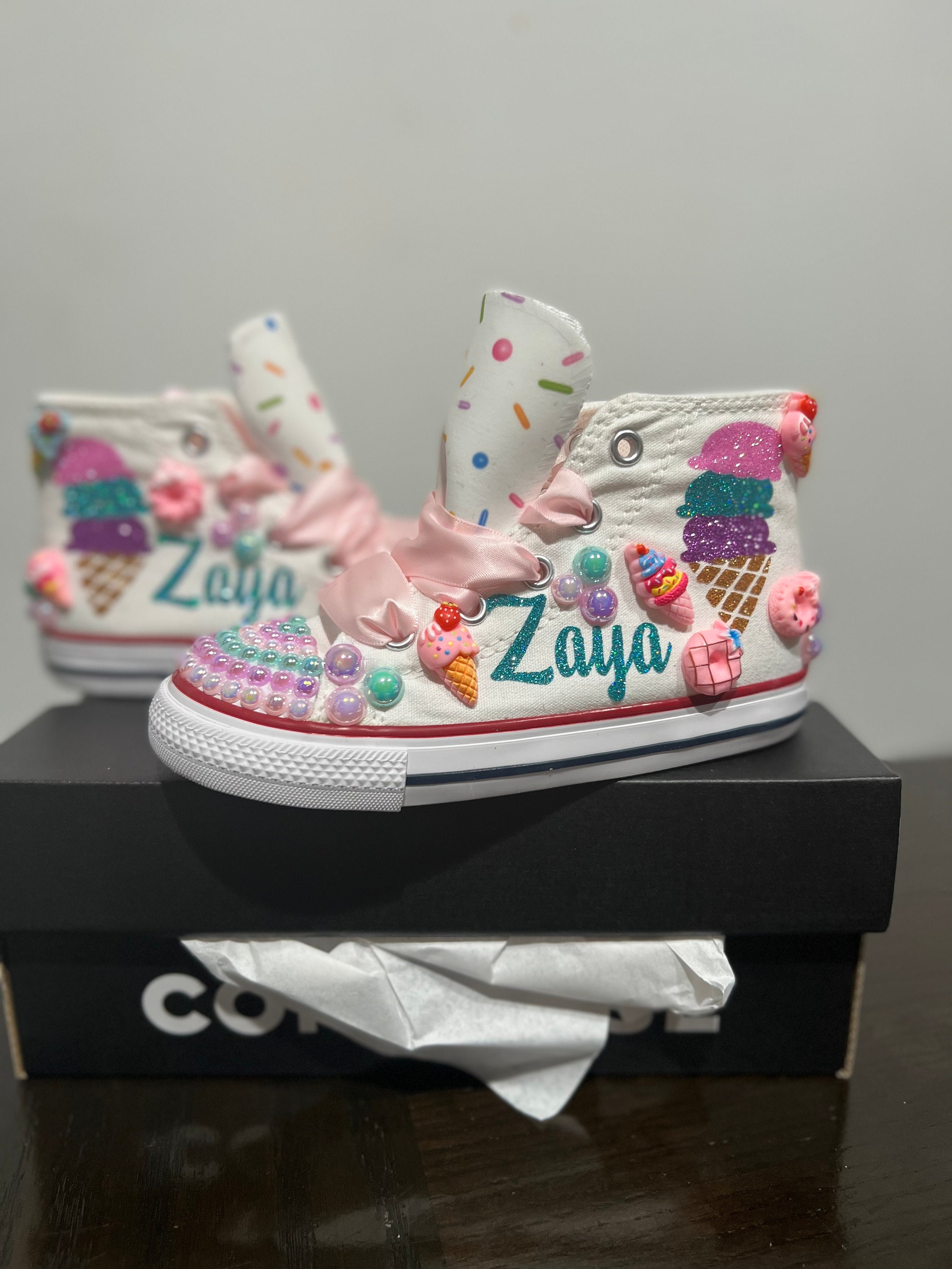 Ice Cream Cone Hand Painted High Top Converse