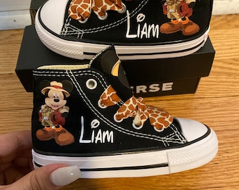 Safari Mickey Mouse sneakers shoes, Mickey Mouse first birthday outfit boy/ Mickey Mouse custom shoes/ Mickey Mouse shoes/ 1st birthday boy