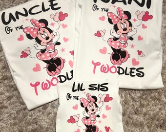 Oh twodles Minnie Mouse family birthday shirts, matching shirts, family shirts, minnie mommy and daddy shirts, minnie birthday