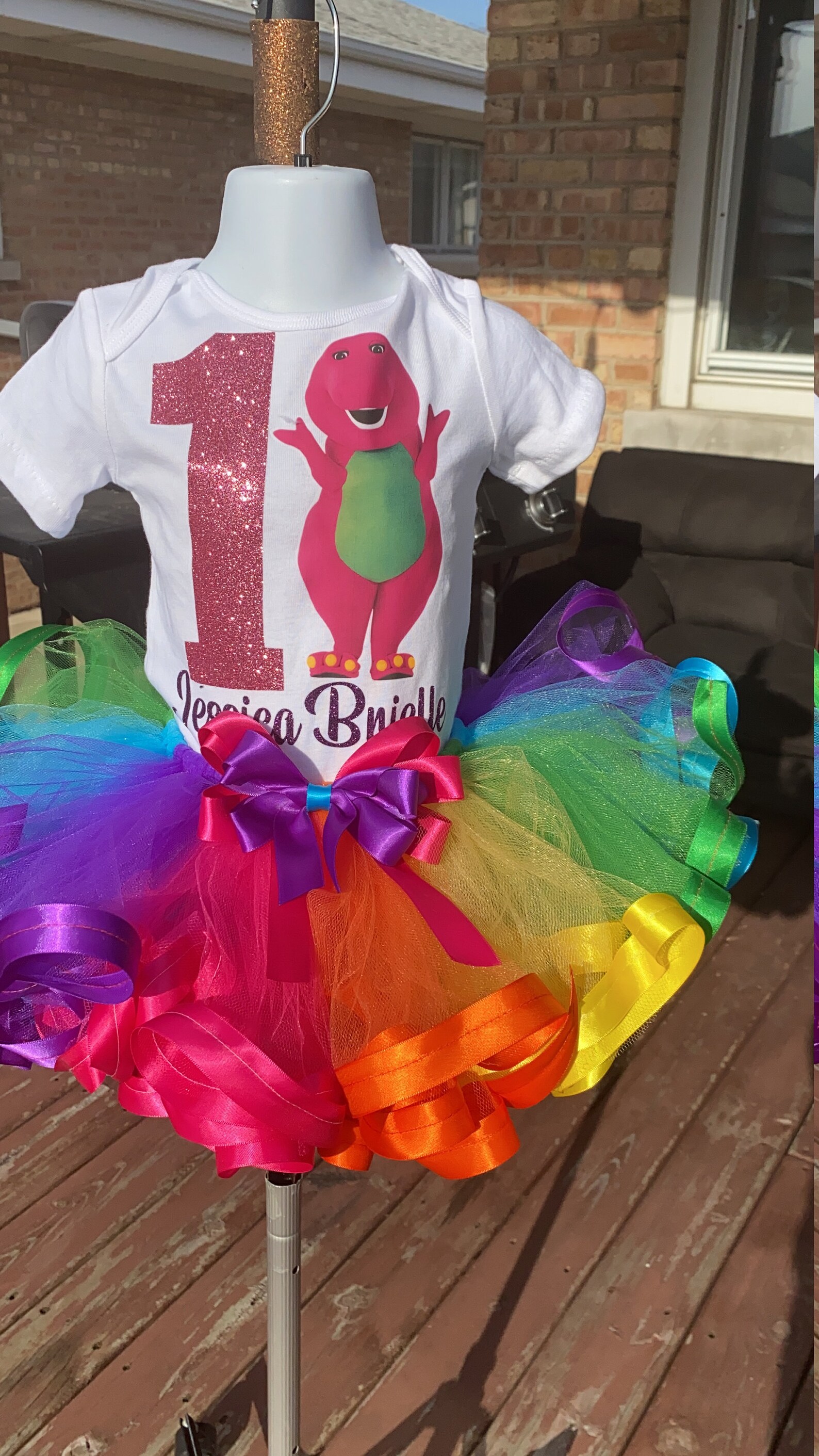 Barney Birthday Outfit Barney Tutu Set Barney Birthday - Etsy