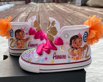 Moana bling shoes, baby Moana  shoes, Moana rhinestones shoes, for tutu set, for birthday outfit, baby moana birthday outfit