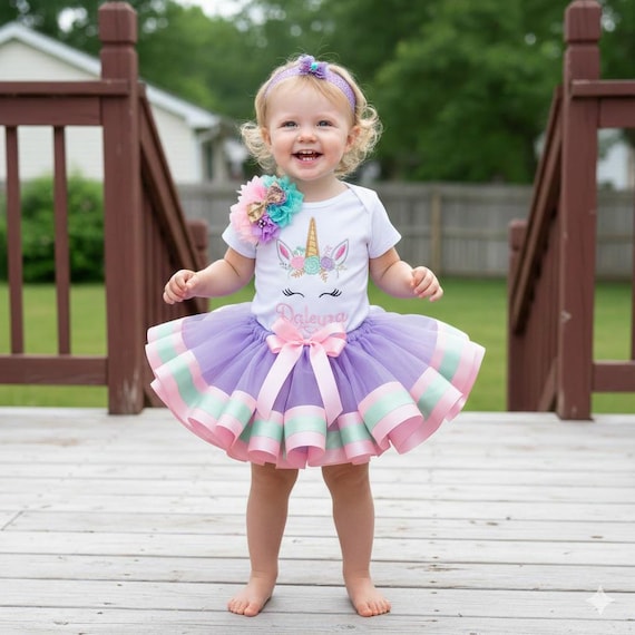 personalized birthday dress Personalized Unicorn Birthday Outfit, Embroidered Tutu Set Unicorn Birthday  Dress