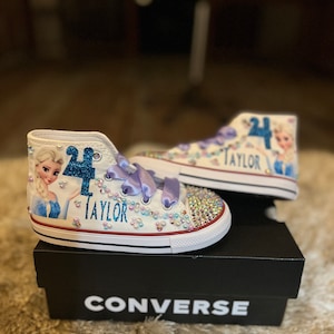 Queen elsa frozen converse shoes, Frozen bling shoes, queen elsa bling shoes, frozen personalized shoes, Elsa frozen birthday outfit