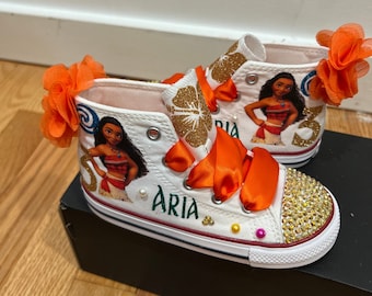 Moana bling shoes, Moana  Sneakers shoes, Moana rhinestones shoes, for tutu set, for birthday outfit