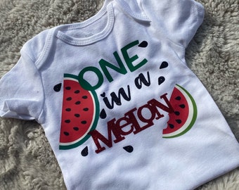 One in a Melon 1st Birthday Shirt, Watermelon Outfit