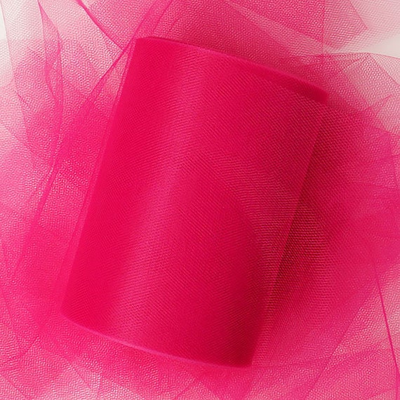 Shocking Pink 6 Inch Tulle Fabric Roll 100 Yards
