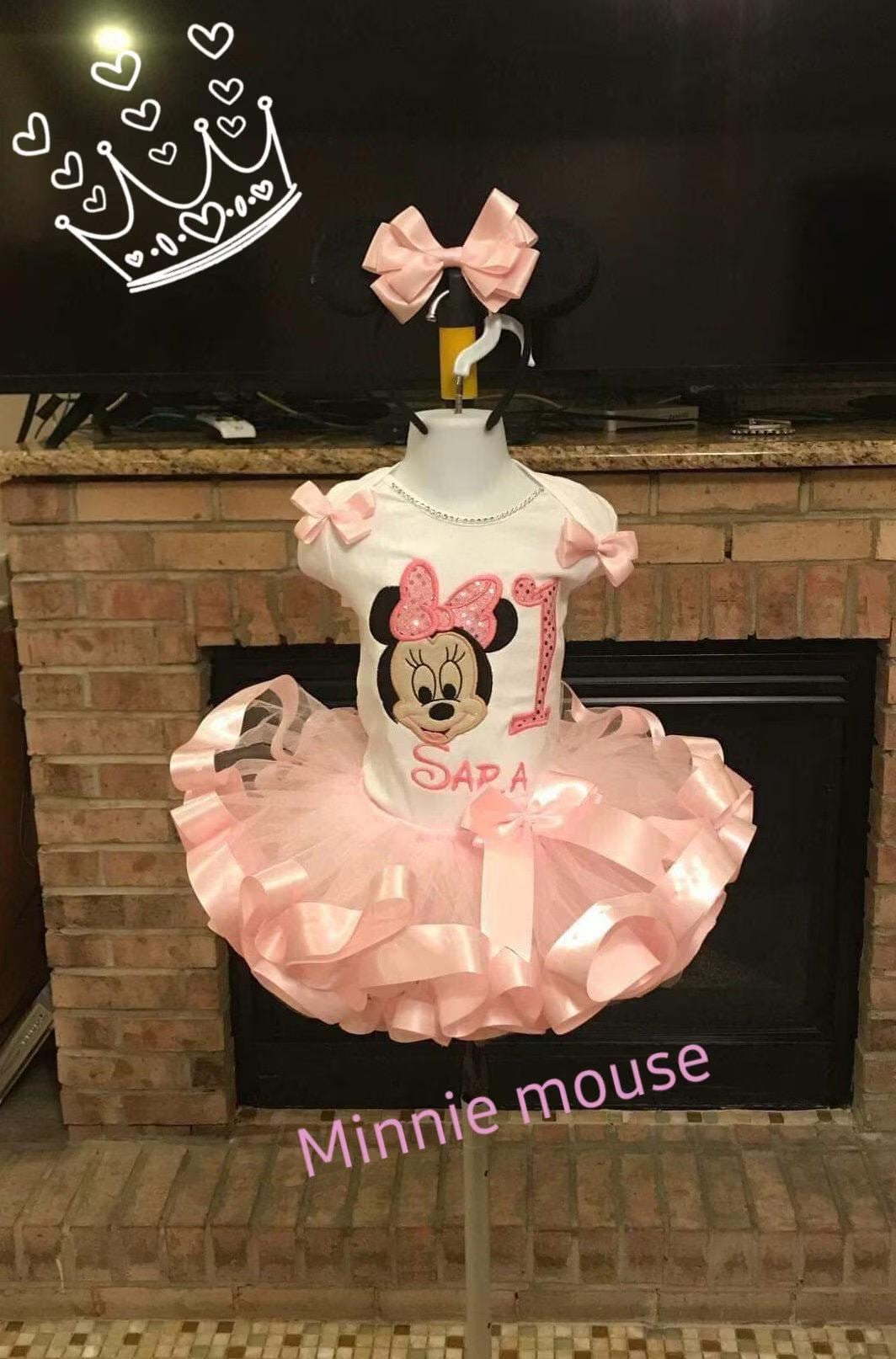 Personalized Minnie Mouse Birthday Outfit, Embroidered Tutu Set
