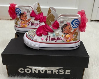 Baby Moana Rhinestone Sneakers, Hawaiian Princess Shoes