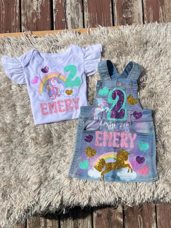 denim unicorn dress Unicorn Overalls Dress Denim Birthday Set, Unicorn Converse Shoes, Birthday  Outfit, Unicorn Denim Outfit With Shoes, Overalls Denim Dress