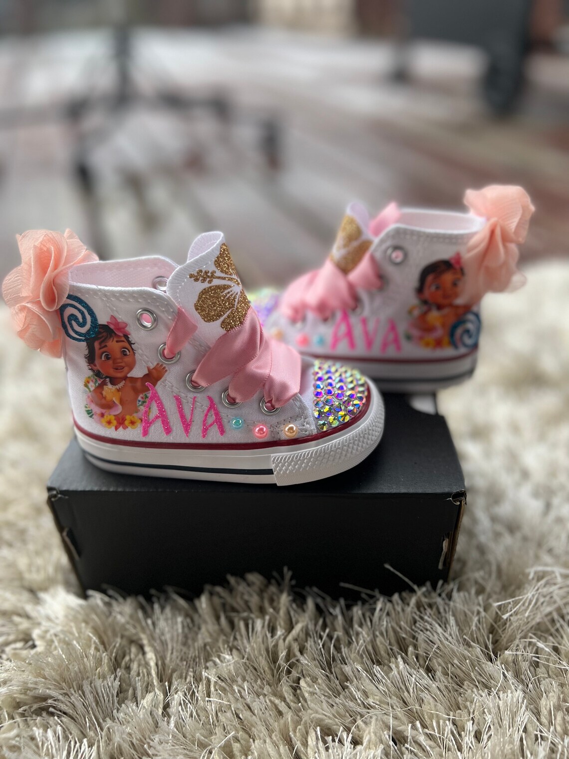 Moana Bling Shoes Baby Moana Converse Shoes Moana Etsy