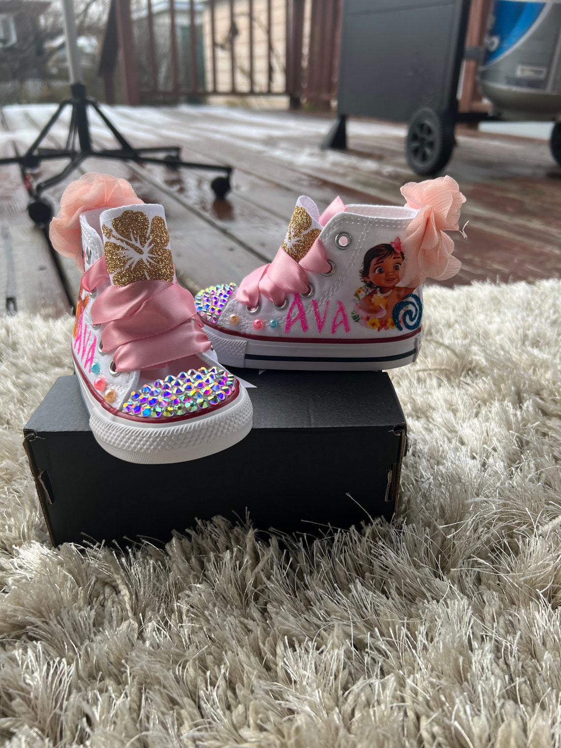 Moana Bling Shoes Baby Moana Converse Shoes Moana Etsy