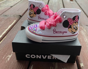 Minnie Mouse bling shoes, Minnie Mouse pink  sneakers shoes, Minnie Mouse rhinestones shoes, for tutu set, for birthday outfit, Minnie Mouse