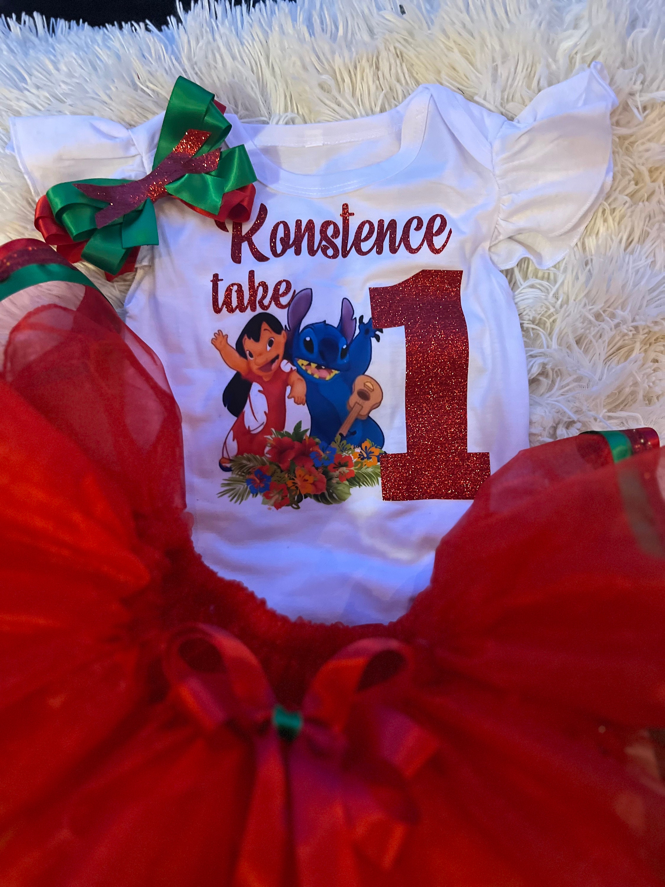 Lilo and stitch tutu set, birthday outfit , kilo and stitch birthday dress