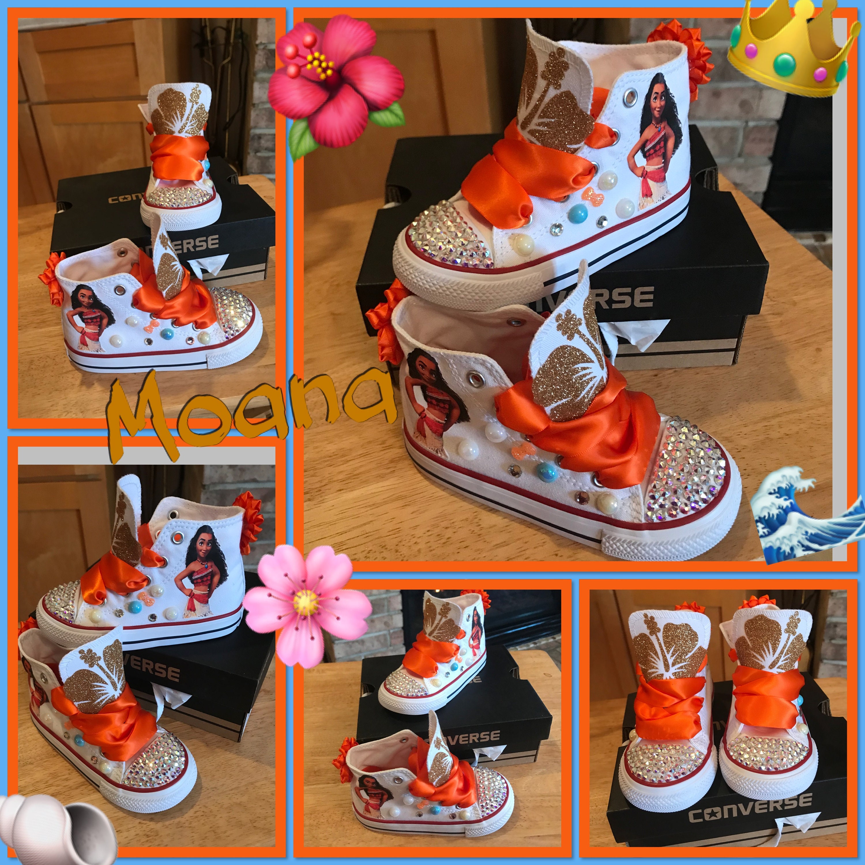 Moana Bling Shoes, Moana Sneakers Shoes, Moana Rhinestones