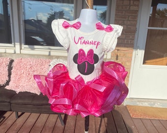 Personalized Pink Minnie Mouse Tutu Set, 1st Birthday Outfit