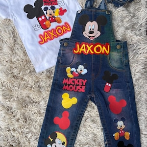Overalls Mickey Mouse 1st Birthday Outfit Denim Baby Boy Mickey