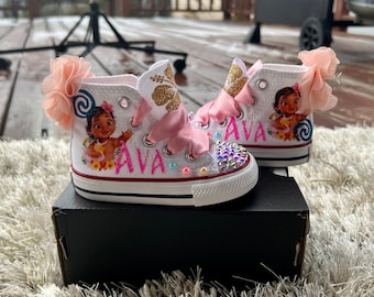 Moana Sneakers, Rhinestone Bling Shoes, Birthday Outfit
