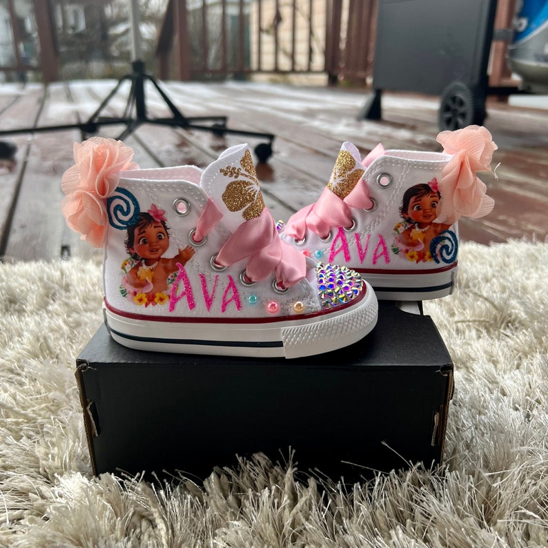 Moana Bling Shoes Baby Moana Converse Shoes Moana Etsy