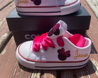 Minnie Mouse low top sneakers shoes, Minnie Mouse first birthday outfit/ Minnie Mouse custom shoes/ Minnie Mouse pink shoes/ 1st birthday